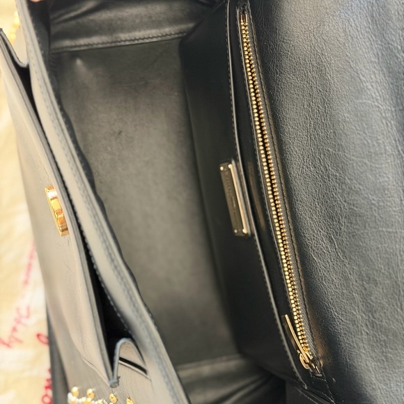 Salvatore Ferragamo Black Leather Satchel with Gold & Silver Studs - Picture 6 of 11